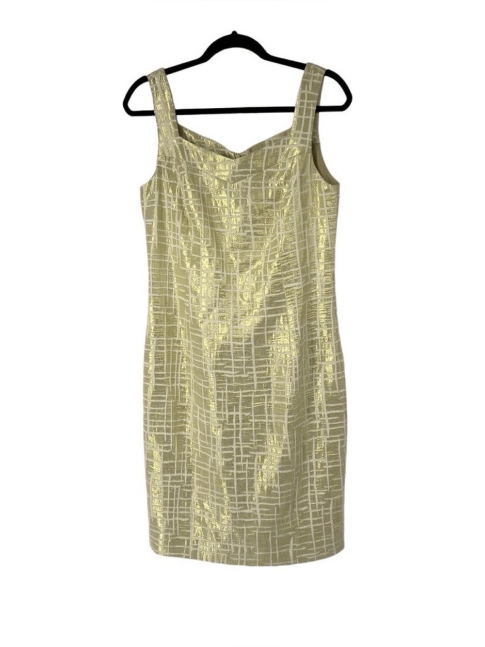 Victor Costa Gold Metallic Sheath Vintage Dress Women Sz 6 NWT